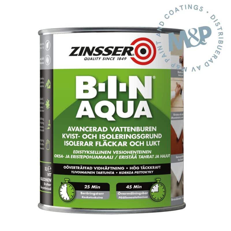B-I-N AQUA Spärrgrund Vit 1liter – vattenbaserad