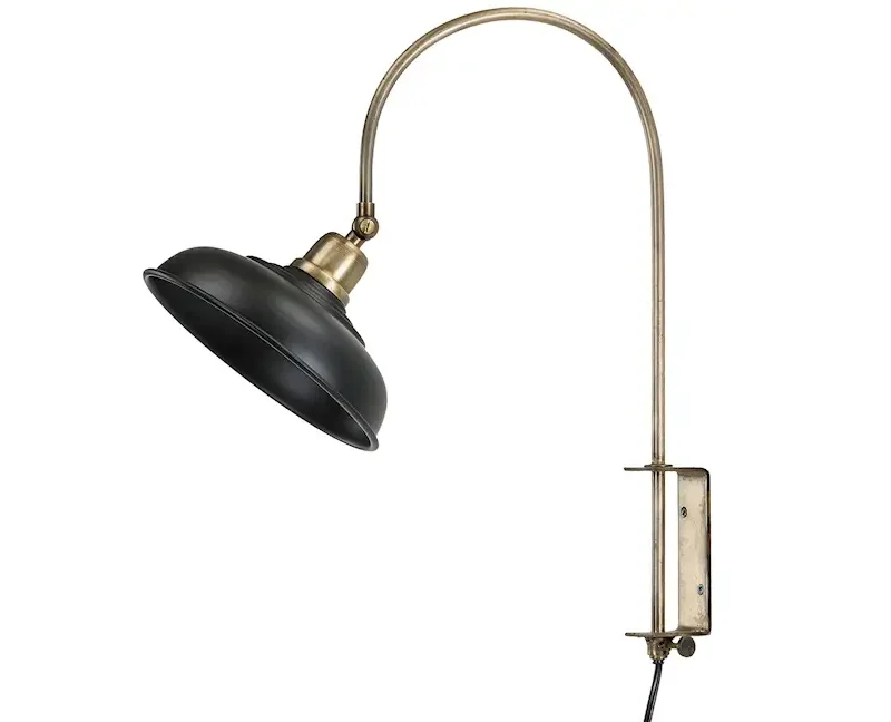 Vägglampa svart/antik mässing