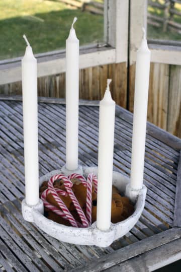 Adventsljusstake lera vit 20cm