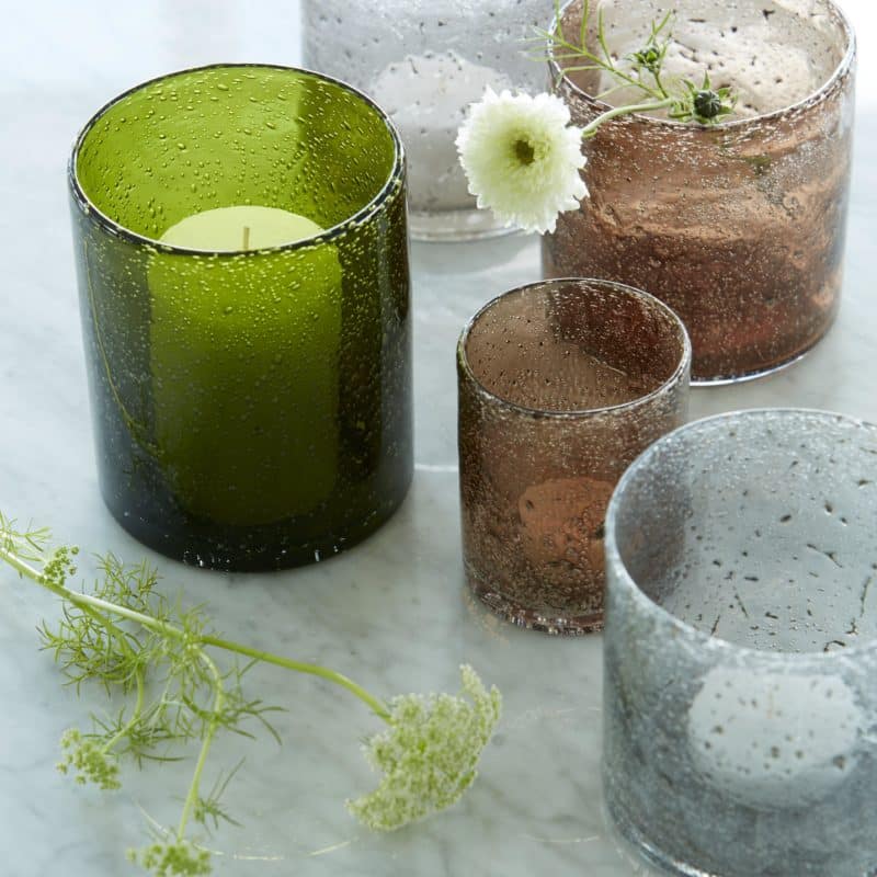 Ljuslykta brun tjockt glas 10cm