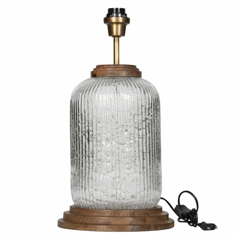 Lampfot glas och trä