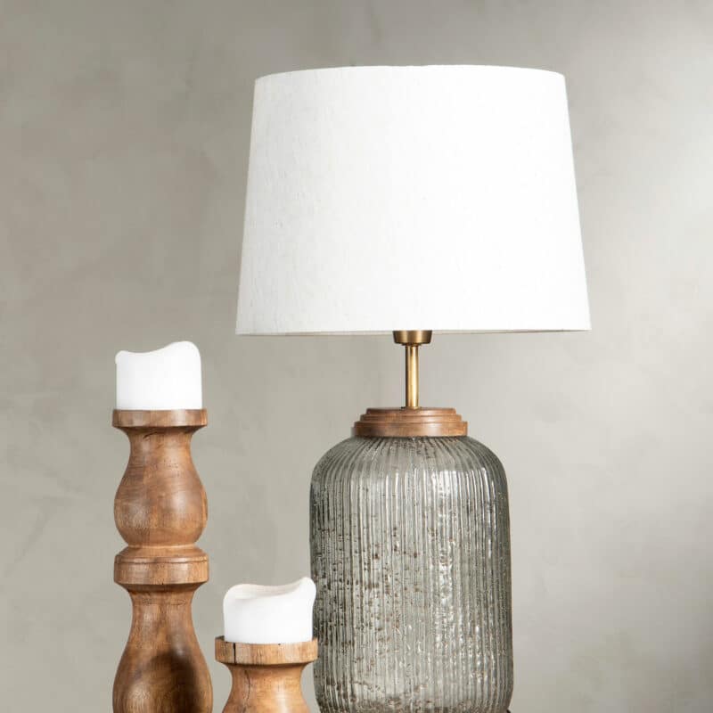 Lampfot glas och trä