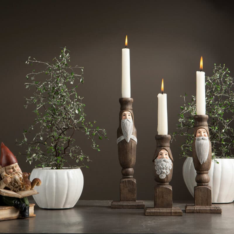 Ljusstake tomte natur 25cm