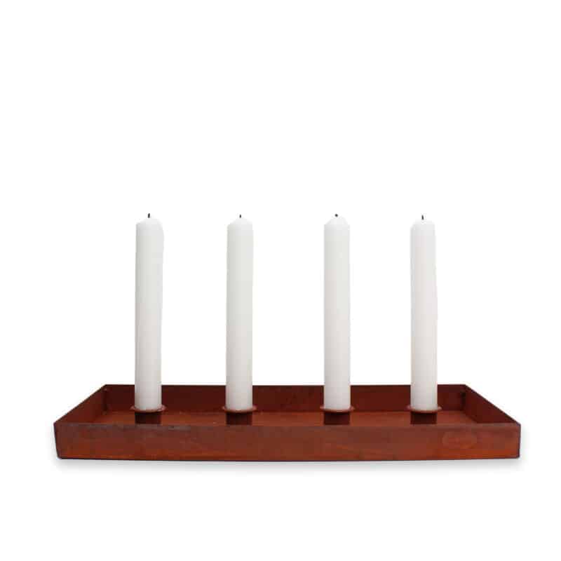 Adventsljusstake avlång rost