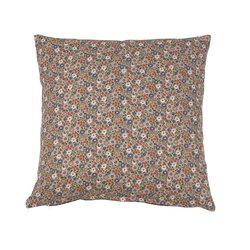 Kuddfodral småblommig brun/blå