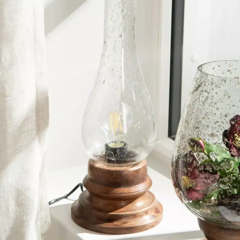 Bordslampa Trä / glas