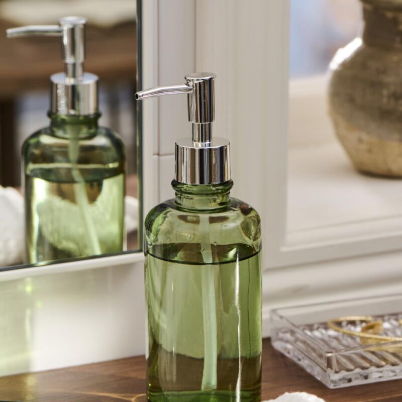 Tvålpump i glas grön