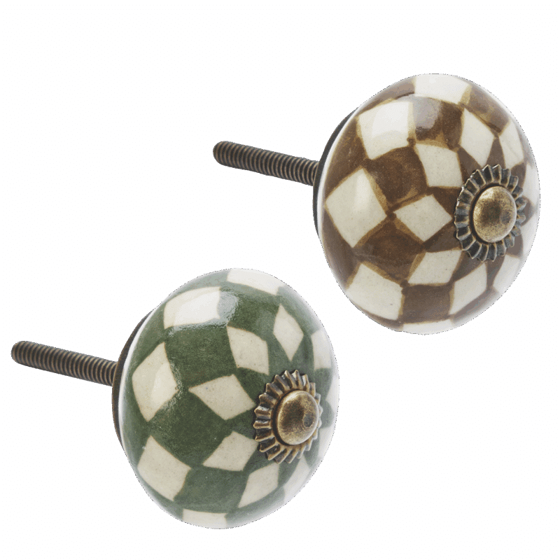 Knopp rutig grön 4cm