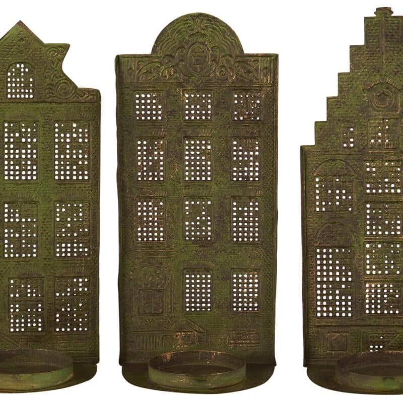 Hus display i metall  – ljuslykta mix