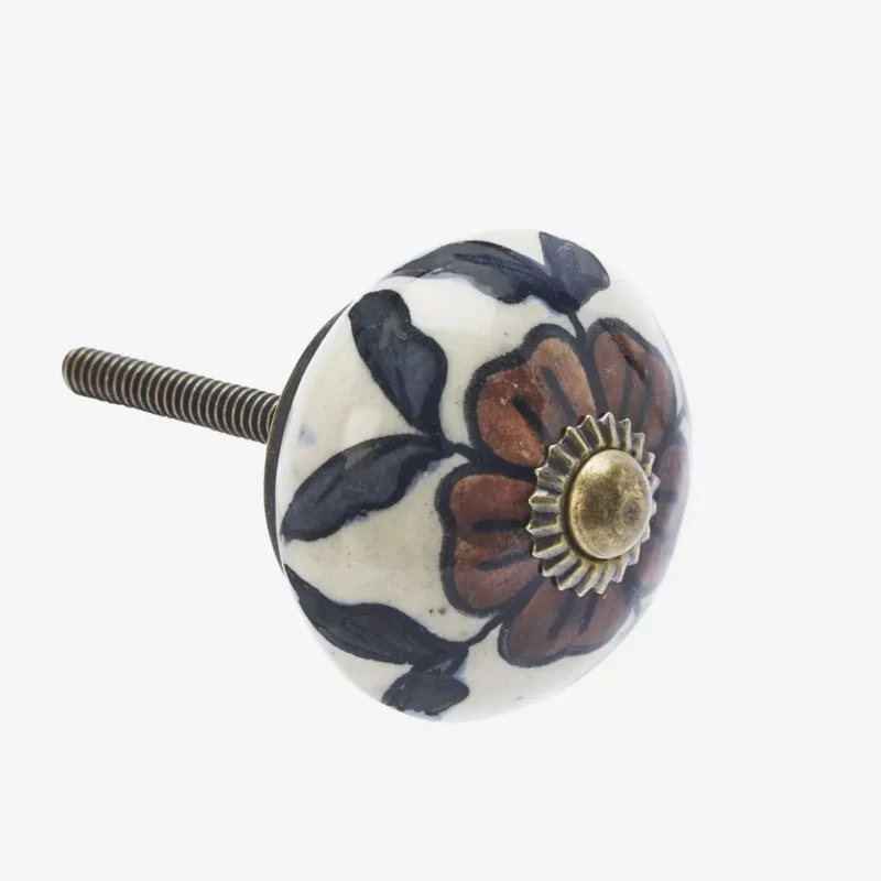 Knopp porslin Mönster blomma blå/brun