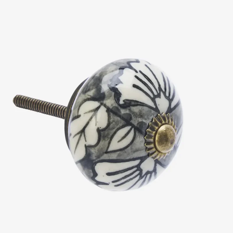 Knopp porslin Gråmönstrad