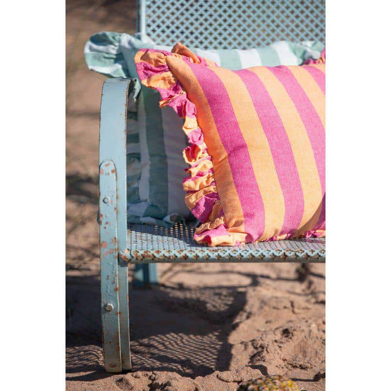 Kuddfodral bredrandig Orange/Rosa volang