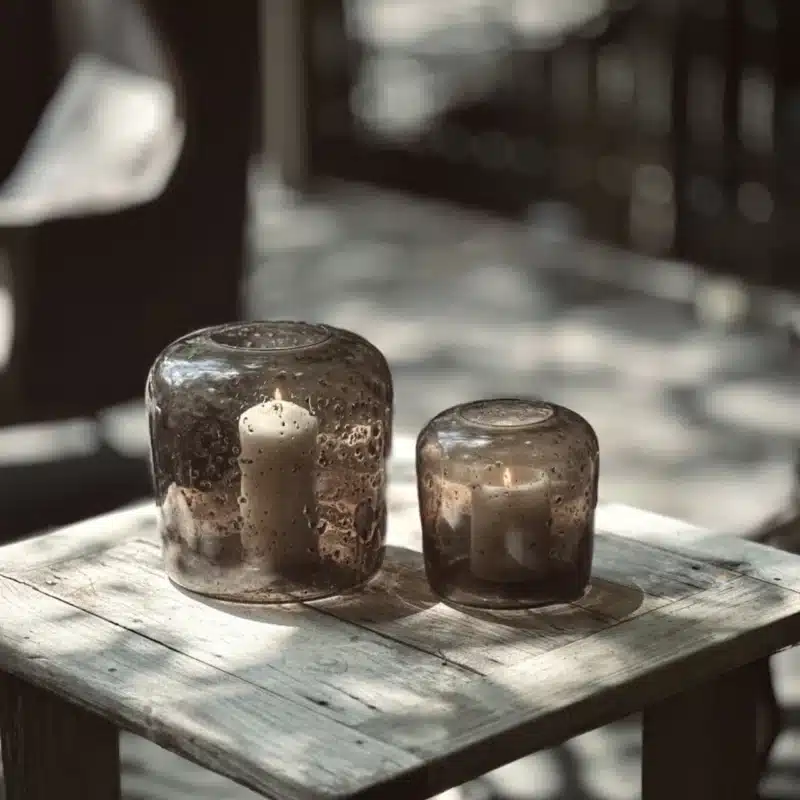 Rundad ljuslykta el vas Smokey 21cm