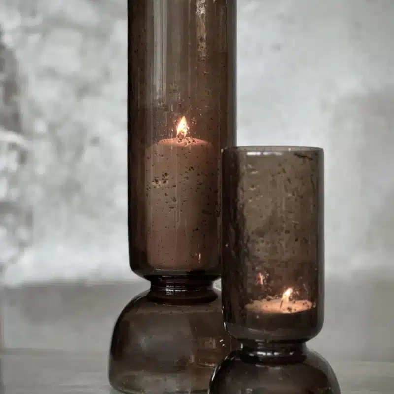 Glas Smokey ljusstake / vas H 37cm