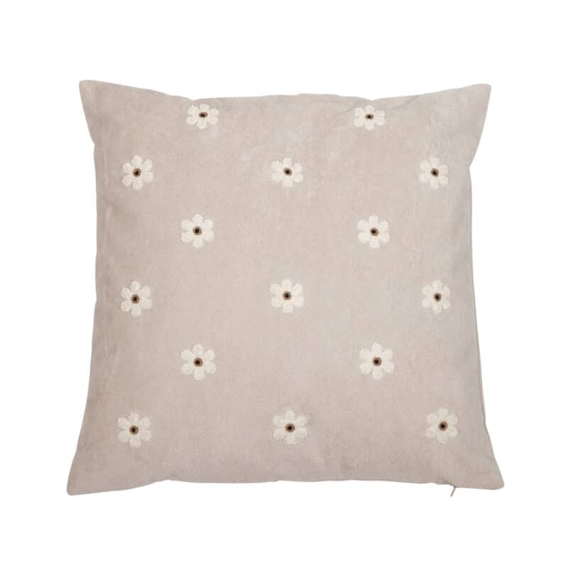 Kuddfodral beige med ljusa blommor, mjukt