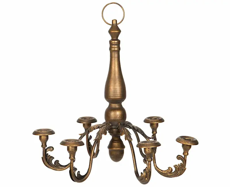 Ljuskrona bladverk Antik mässing 47cm