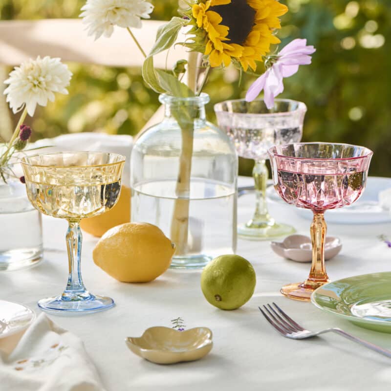 Vinglas Gul och Blå