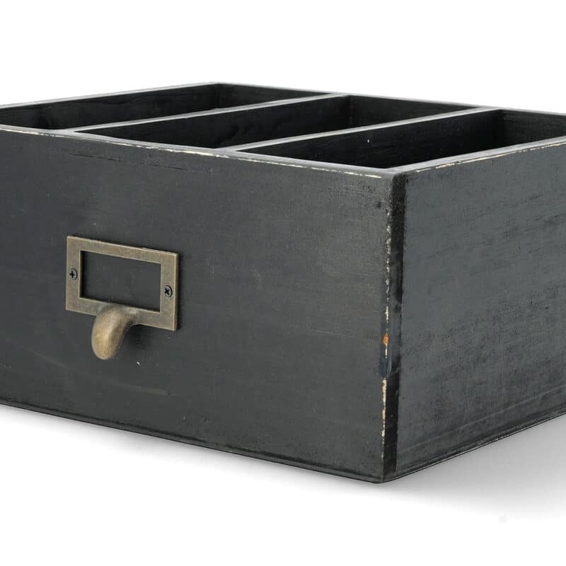Trälåda med tre fack svart