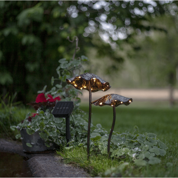 Solcellsdekoration svampar i par 37cm