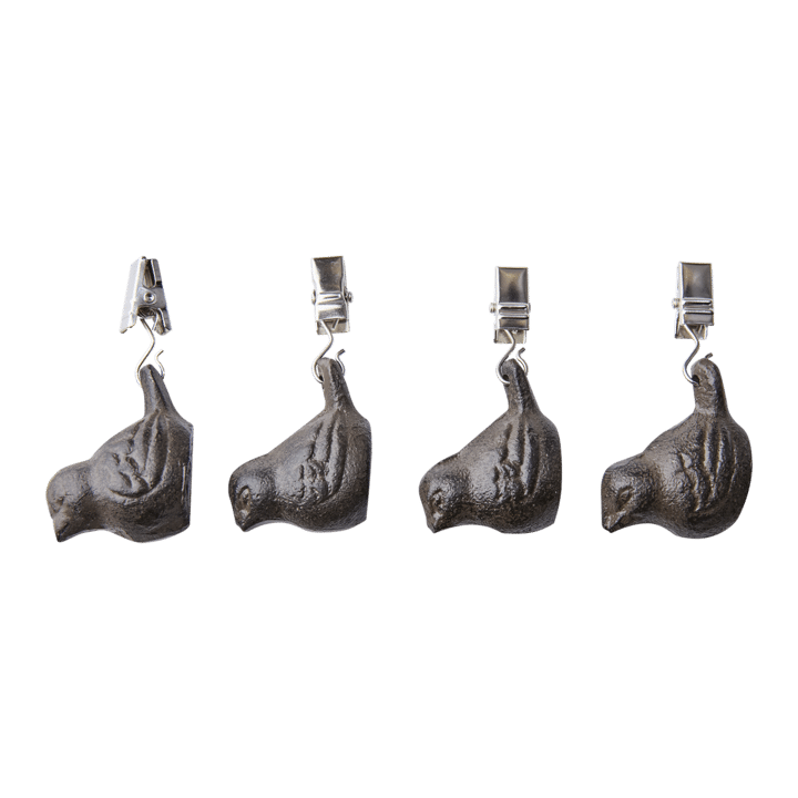 Duktyngd Fågel gjutjärn set om 4