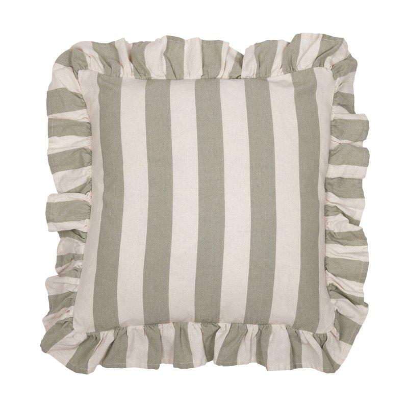 Kuddfodral Volang m bred rand Lindgrön