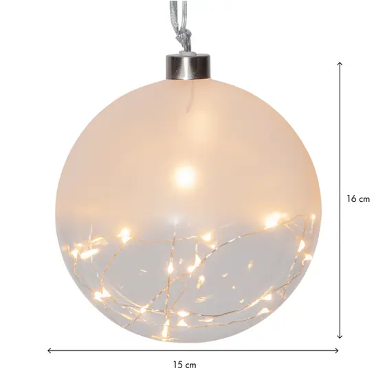 Glaskula frostad 15 cm, elkontakt
