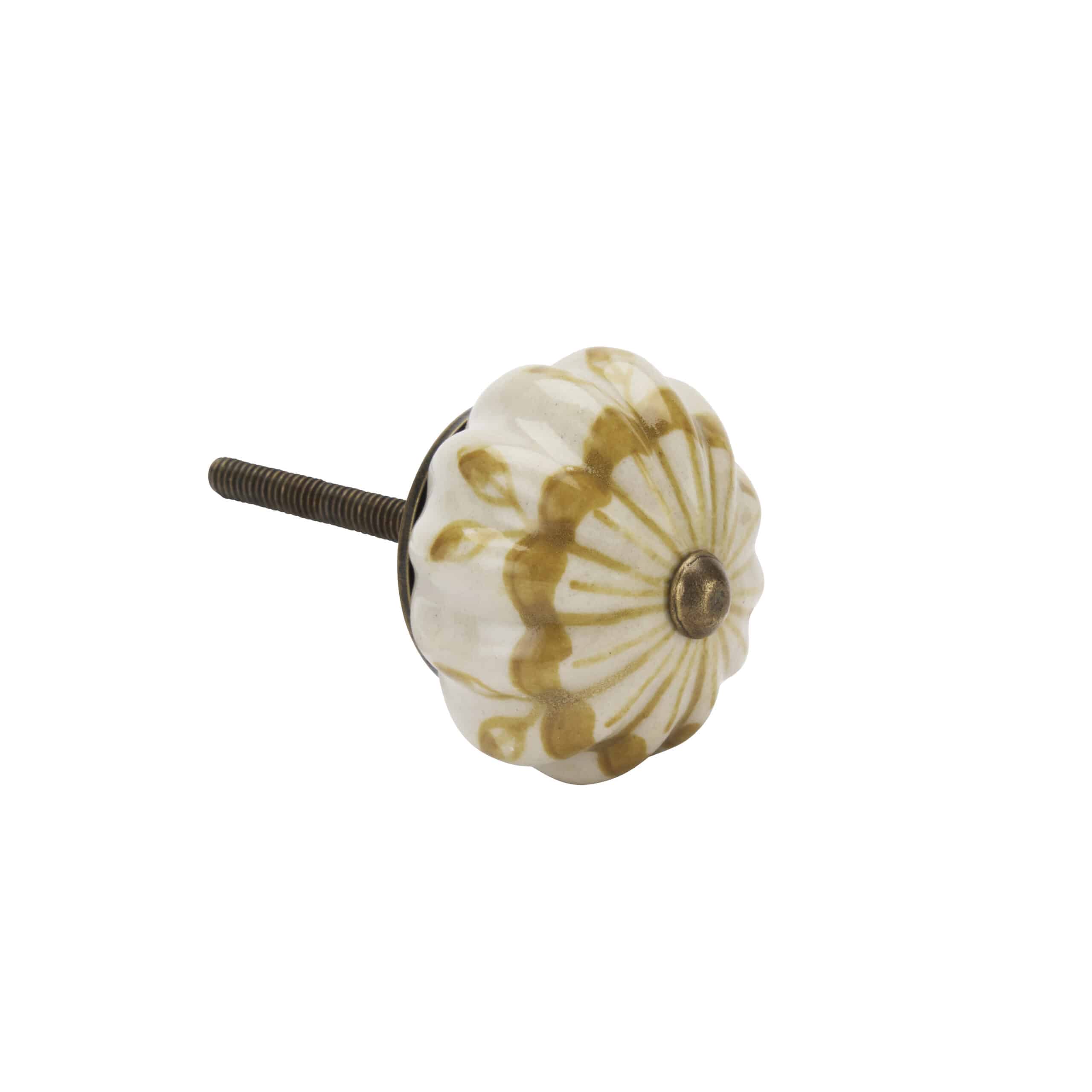 Knopp, räfflad Creme/senap 4cm D
